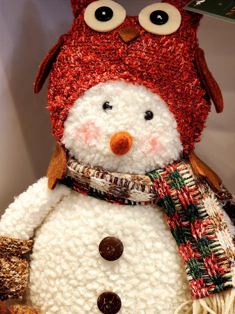 BONECO DE NEVE COM TOUCA DE CORUJA 30CM - PRÉ VENDA 2025